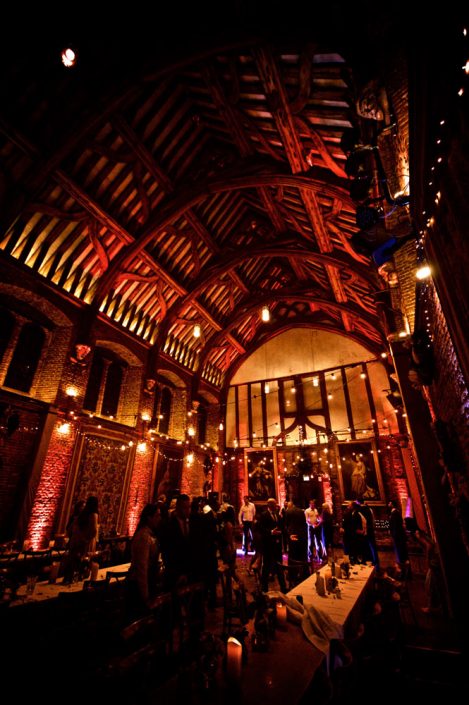 Hatfield House Old Palace wedding lighting design - festoon, uplighting, party lights