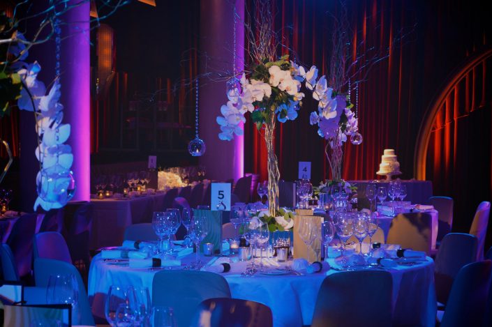 Quaglinos london wedding event party lighting design - uplighting and pinspotting