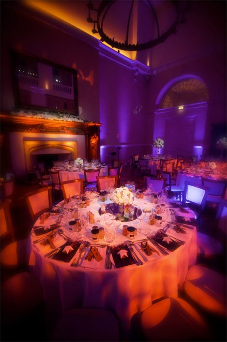 Farnham Castle wedding party lighting design