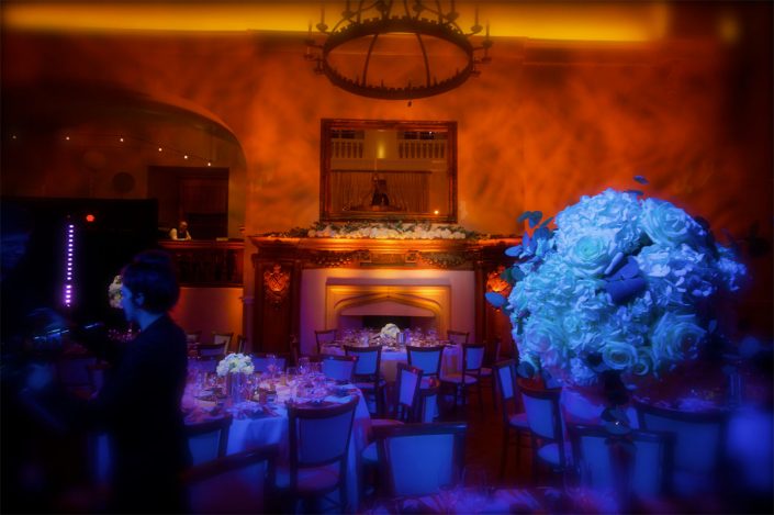 Farnham Castle wedding party lighting design