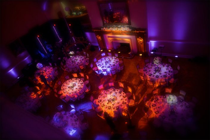 Farnham Castle wedding party lighting design