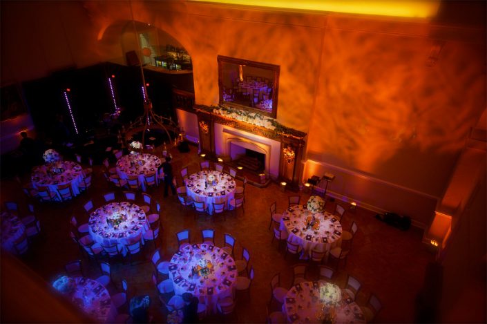 Farnham Castle wedding party lighting design