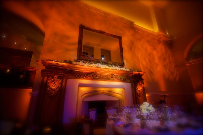 Farnham Castle wedding party lighting design