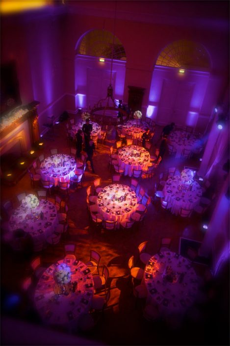 Farnham Castle wedding party lighting design