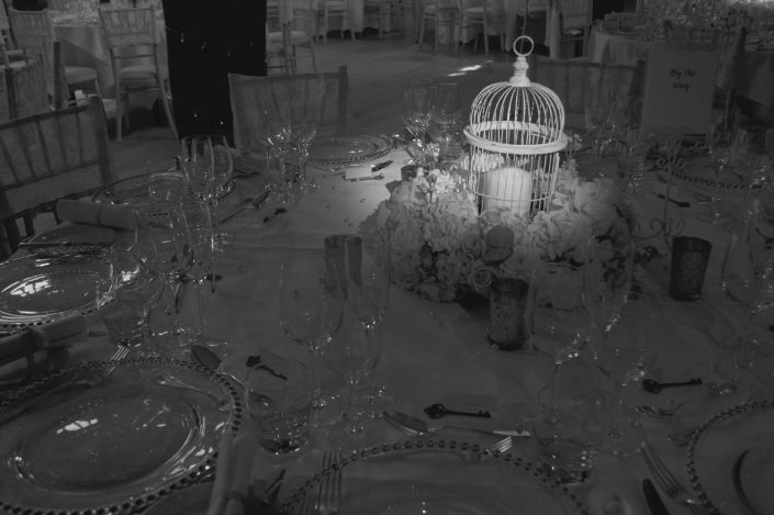 Great Fosters wedding party lighting design - fairylight canopy - uplighting and pinspotting
