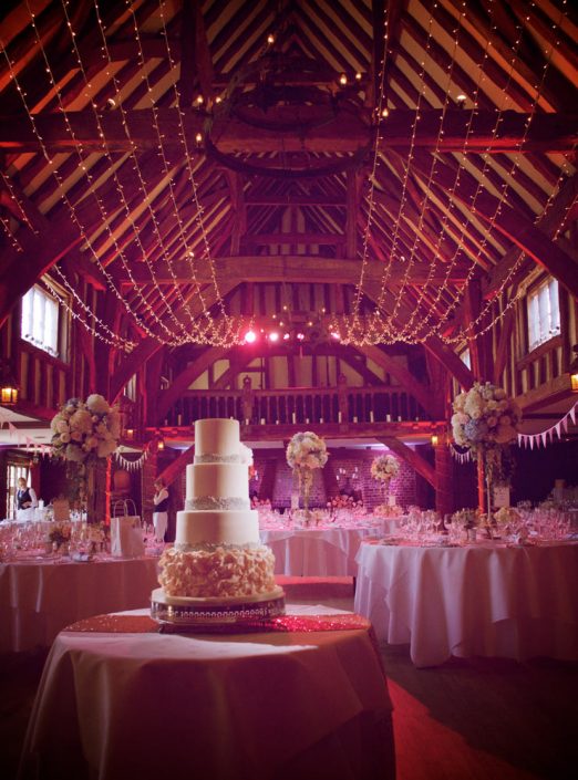 Great Fosters wedding party lighting design - fairylight canopy - uplighting and pinspotting
