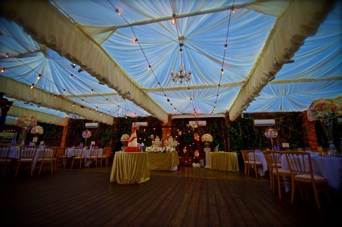 Northbrook house Indian Bride Wedding - Lighting design, backdrop, pinspotting, dance floor uplighting, festoon canopy, fairylights