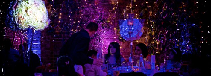 Northbrook house Indian Bride Wedding - Lighting design, backdrop, pinspotting, dance floor uplighting, festoon canopy, fairylights