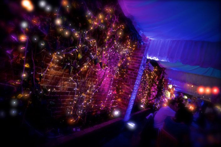 Northbrook house Indian Bride Wedding - Lighting design, backdrop, pinspotting, dance floor uplighting, festoon canopy, fairylights