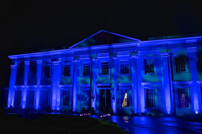 Northcote House Sunningdale Park wedding event lighting design - fairylight canopy, pinspotting, exterior-lighting, uplighting