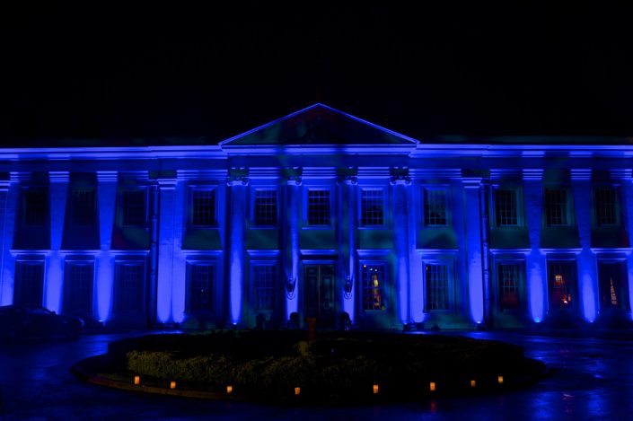 Northcote House Sunningdale Park wedding event lighting design - fairylight canopy, pinspotting, exterior-lighting, uplighting