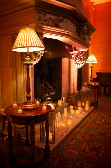 Northcote House Sunningdale Park wedding event lighting design - fairylight canopy, pinspotting, exterior-lighting, uplighting