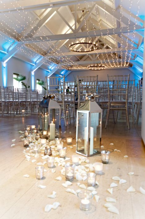 Stoke Place wedding party event lighting - fairylight canopy, uplighting, pinspotting, exterior garden lighting