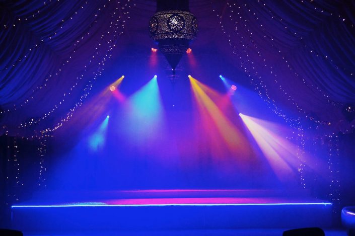 The Crazy Bear Stadhampton - wedding party event stage lighting - dancefloor show