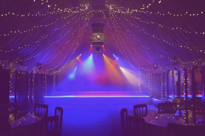 The Crazy Bear Stadhampton - wedding party event stage lighting - dancefloor show