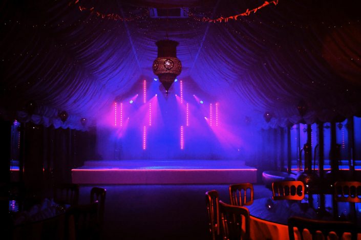 The Crazy Bear Stadhampton - wedding party event stage lighting - dancefloor show