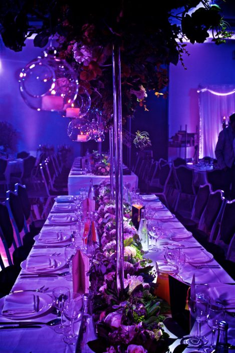 The Hilton Syon Park London - Indian Bride Wedding - Lighting design, backdrop, pinspotting, dance-floor uplighting