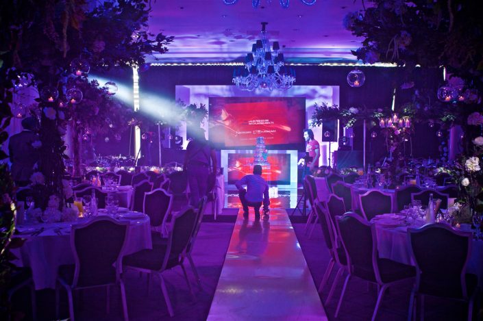 The Hilton Syon Park London - Indian Bride Wedding - Lighting design, backdrop, pinspotting, dance-floor uplighting