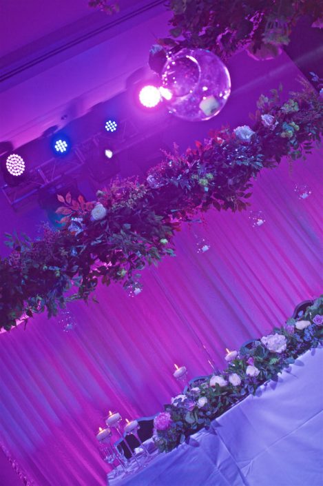 The Hilton Syon Park London - Indian Bride Wedding - Lighting design, backdrop, pinspotting, dance-floor uplighting