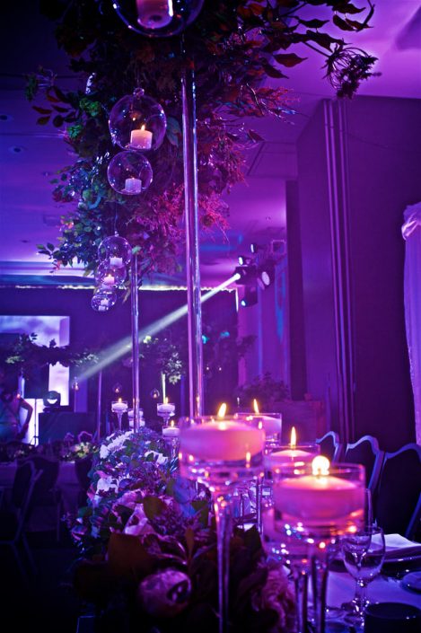 The Hilton Syon Park London - Indian Bride Wedding - Lighting design, backdrop, pinspotting, dance-floor uplighting