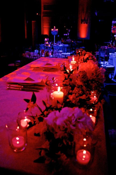 The Montcalm London - Nigerian Wedding Party Lighting Design - uplighting, dance-floor, candles