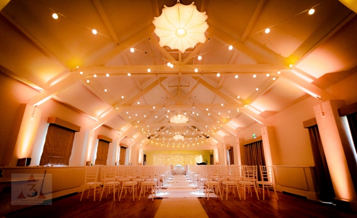 Stoke Place wedding party and event lighting with festoons and pea lights