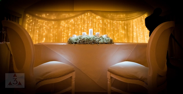 Stoke Place wedding party and event lighting with festoons and pea lights
