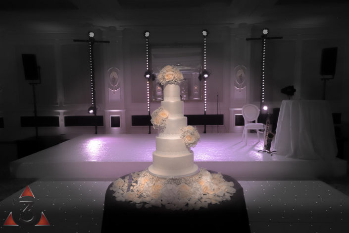 Four Seasons Hampshire wedding lighting ballroom party dinner design