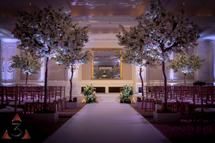Four Seasons Hampshire wedding lighting ballroom party dinner design