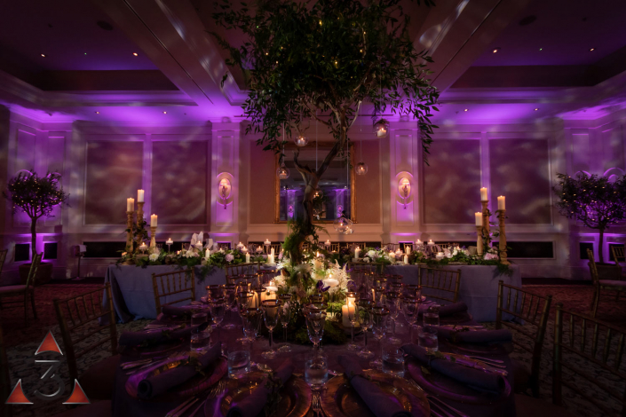 Four Seasons Hampshire wedding lighting ballroom party dinner design