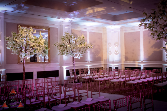 Four Seasons Hampshire wedding lighting ballroom party dinner design