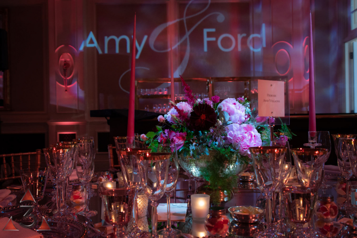 Four Seasons Hampshire wedding lighting ballroom party dinner design