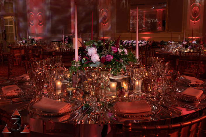 Four Seasons Hampshire wedding lighting ballroom party dinner design