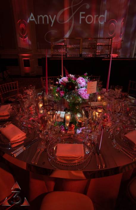 Four Seasons Hampshire wedding lighting ballroom party dinner design