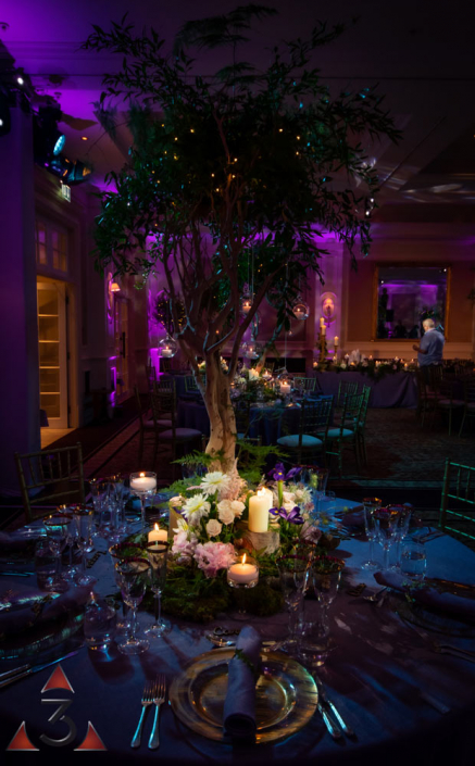 Four Seasons Hampshire wedding lighting ballroom party dinner design